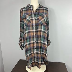 Mystree Long Oversized Plaid Flannel